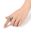 Round Glass Seed Beaded Finger Rings RJEW-JR00307-5