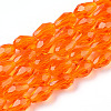 Dark Orange Faceted Glass Teardrop Beads Strands X-GLAA-R024-6x4mm-18-1