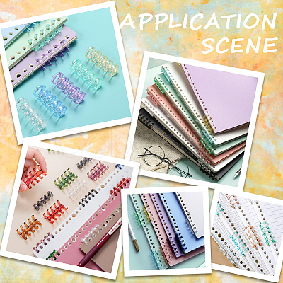 18Pcs 9 Colors 5-Ring Plastic Loose Leaf Book Binder Hinged Rings FIND-CP0002-34-1