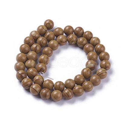 Natural Wood Lace Stone Beads Strands G-I199-17-8mm-1