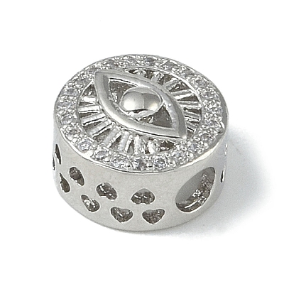 Rack Plating Brass Micro Pave Clear Cubic Zirconia Beads KK-A220-07P-1