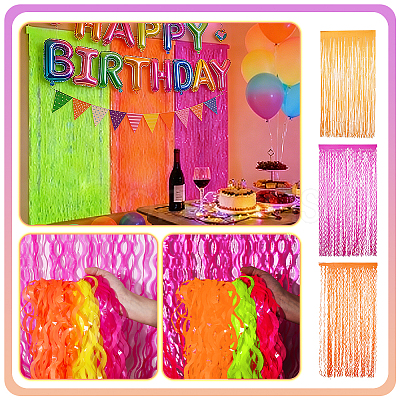 3Pcs 3 Colors Plastic Foil Fringe Curtains DIY-ME0003-73B-1