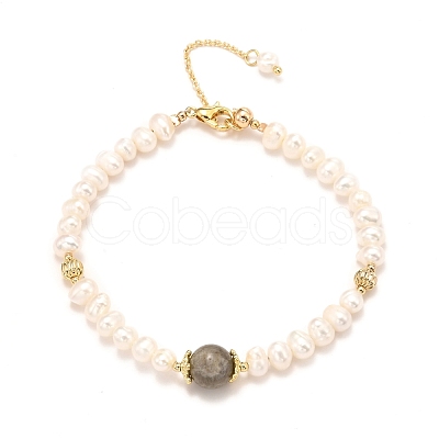 Natural Labradorite Beaded Bracelets BJEW-D447-17G-1