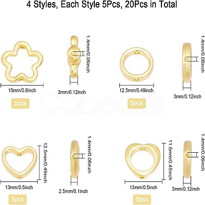 20Pcs 4 Style Rack Plating Alloy Bead Frame FIND-CA0006-18-1