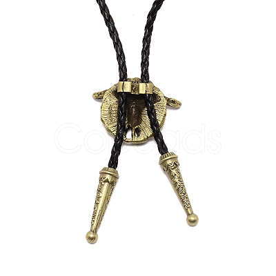 Flat Round with Ox-head Laria Necklace for Men Women LS-NJEW-WH0011-11AB-1