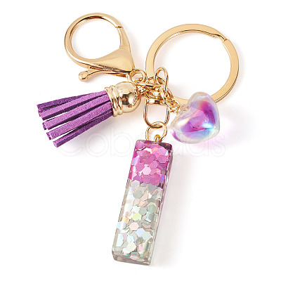 Alloy Resin Heart Keychains KEYC-TADJ0002-01G-I-1