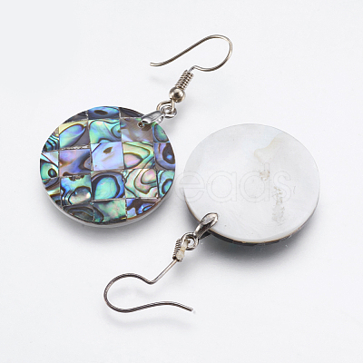 Abalone Shell/Paua Shell Dangle Earrings EJEW-F147-C13-1