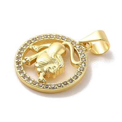 Zodiac Theme Brass Micro Pave Cubic Zirconia Pendants KK-M273-05D-G-1