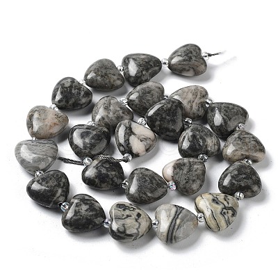 Natural Map Stone Beads Strands G-E614-A07-01-1