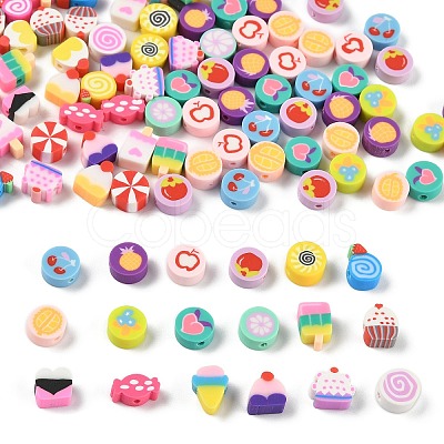 100Pcs 2 Styles Handmade Polymer Clay Beads CLAY-FP0001-11A-1