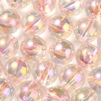 UV Plating Transparent Rainbow Iridescent Acrylic Beads OACR-F004-01A-1