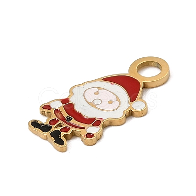 Christmas 304 Stainless Steel Enamel Pendants STAS-I356-02G-01-1