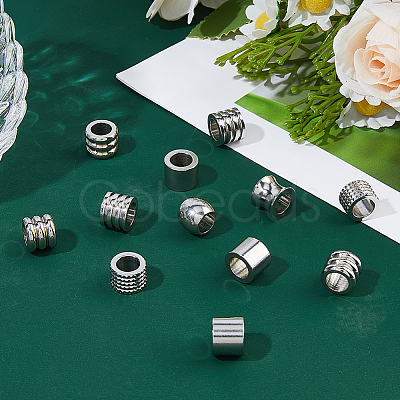 DICOSMETI 36Pcs 6 Styles 304 Stainless Steel European Beads STAS-DC0017-26-1