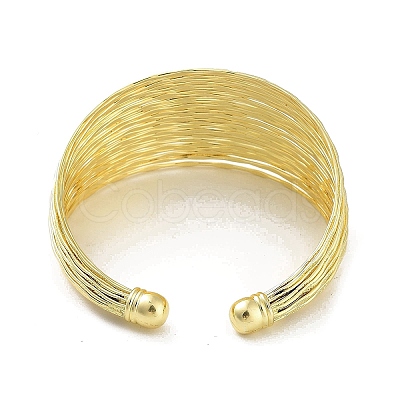 Brass Multi Lines Cuff Bangles BJEW-D039-01G-1