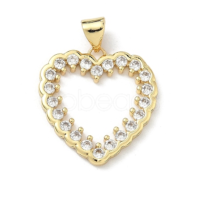 Brass Micro Pave Clear Cubic Zirconia Pendants KK-H537-28A-G-1