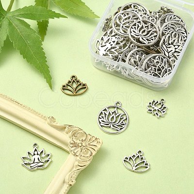 60Pcs 6 Style Tibetan Style Alloy Pendants TIBE-YW0001-31-1