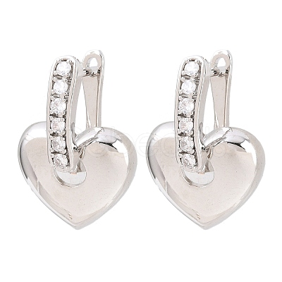 Brass Micro Pave Clear Cubic Zirconia Hoop Dangle Earrings EJEW-G471-30C-P-1