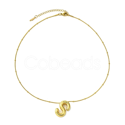 Ion Plating(IP) Initial Letter 304 Stainless Steel Pendant Necklace NJEW-R265-05G-S-1