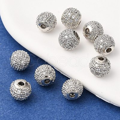 Round Brass Micro Pave Cubic Zirconia Beads LS-X-ZIRC-N016-01P-8mm-1