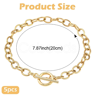 5Pcs 304 Stainless Steel Chain Bracelets BJEW-YW00017-01-1