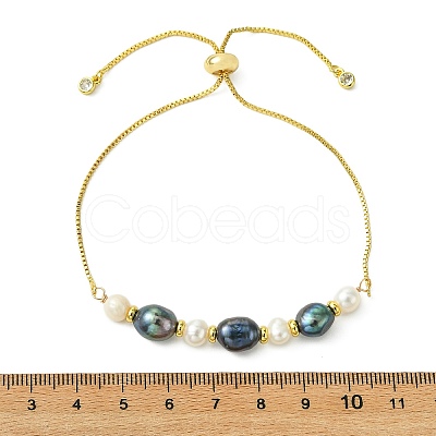 Adjustable Natural Cultured Freshwater Pearl Slider Bracelets KK-BJEW-JB14102-01-1