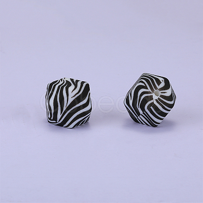 Colorful Pattern Printed Silicone Focal Beads SI-JX0022A-12-1