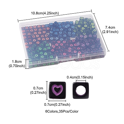 210Pcs 6 Colors Opaque White Acrylic European Beads MACR-YW0002-75B-1