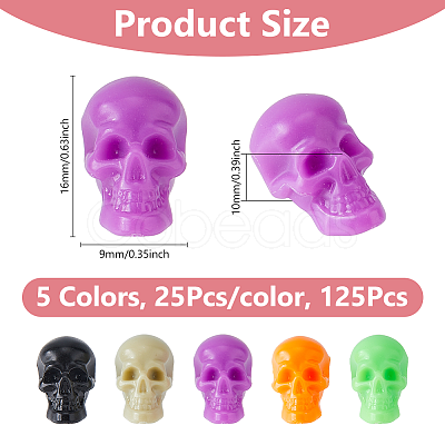 125Pcs 5 Colors Halloween Plastic Beads FIND-DC0006-32-1