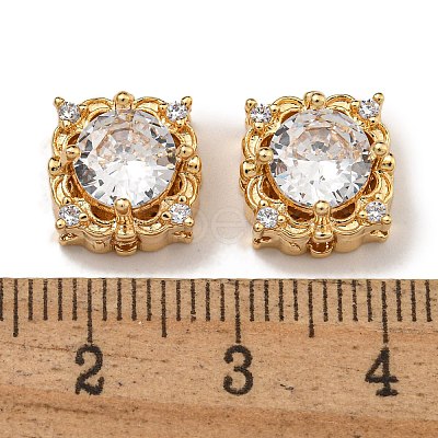 Brass Micro Pave Cubic Zirconia Beads KK-U037-05G-01-1