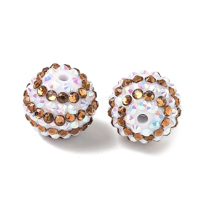 Striped Resin Rhinestone Beads OACR-A037-01E-1