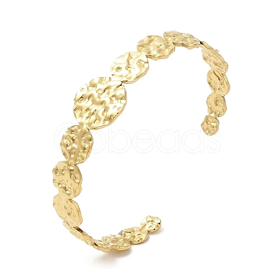 Ion Plating(IP) 304 Stainless Steel Round Open Cuff Bangles BJEW-L682-018G-1
