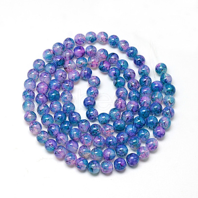 Baking Paint Glass Beads Strands X-DGLA-Q023-8mm-DB72-1