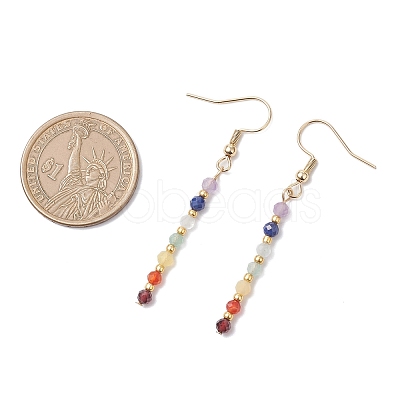 Natural Mixed Stone Round Dangle Earrings EJEW-JE06667-01-1
