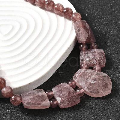 Natural Strawberry Quartz Faceted Bib Graduated Beaded Necklaces for Women NJEW-B128-01L-1