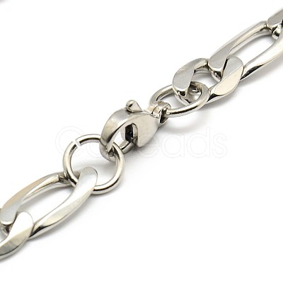 Tarnish Resistant Trendy 304 Stainless Steel Figaro Chain Bracelets STAS-A028-B016P-1