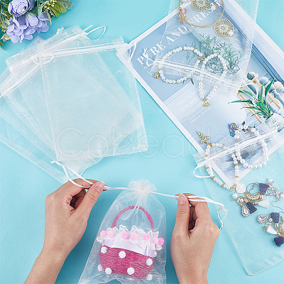 50pcs Large Organza Pouches Portable Shoes Bag Travel Storage Drawstring Bags OP-SP0001-03C-01-1