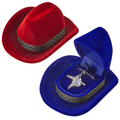 4Pcs 2 Colors Hat Velvet Jewelry Boxes CON-SC0001-19A-1