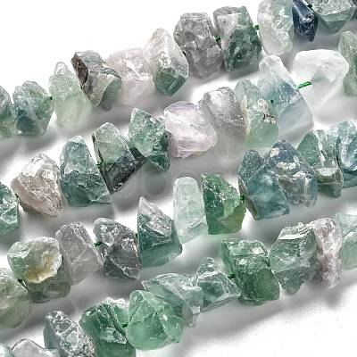 Rough Raw Natural Green Fluorite Beads Strands G-J388-03-1