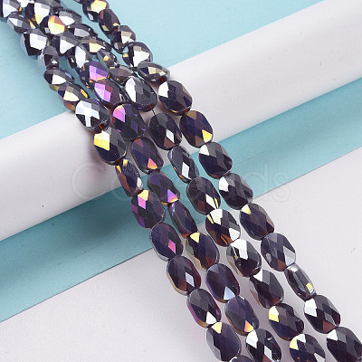 Faceted Electroplated Glass Beads Strands GLAA-G092-D02-1