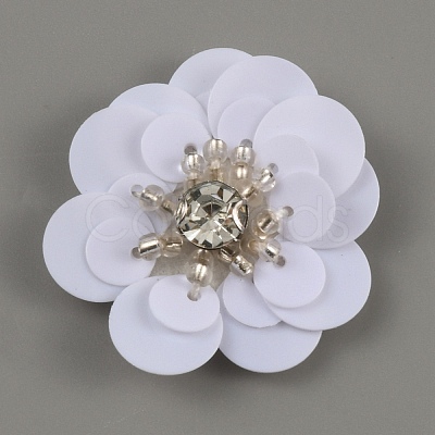 Flower Shape PVC Sequin/Paillette Beading Appliques DIY-WH0308-287D-1
