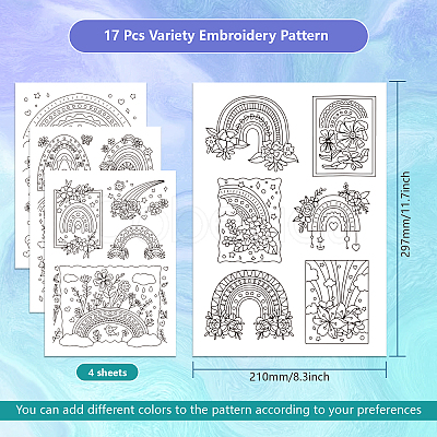 4 Sheets 11.6x8.2 Inch Stick and Stitch Embroidery Patterns DIY-WH0455-018-1