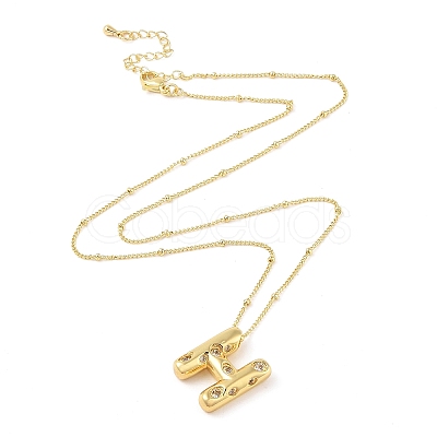 Brass Micro Pave Clear Cubic Zirconia Pendant Necklaces NJEW-Z038-01G-H-1