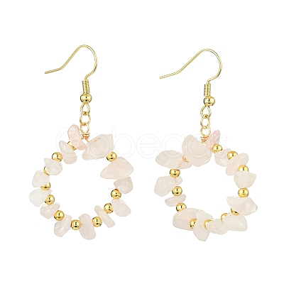 Natural Rose Quartz Dangle Earrings EJEW-JE06000-1