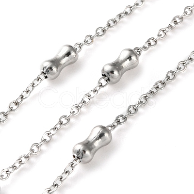 304 Stainless Steel Cable Chains with Beads CHS-F020-05P-1