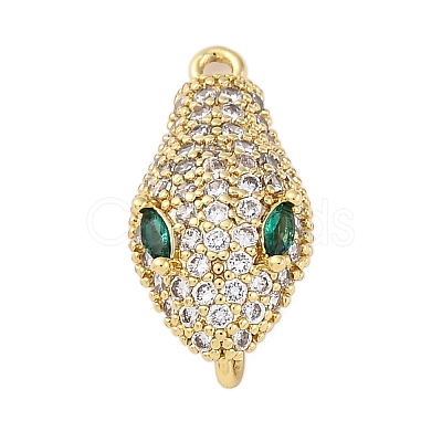 Brass Clear & Green Cubic Zirconia Connector Charms KK-P289-11G-1