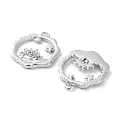 Brass Micro Pave Clear Cubic Zirconia Pendants KK-F871-38P-1
