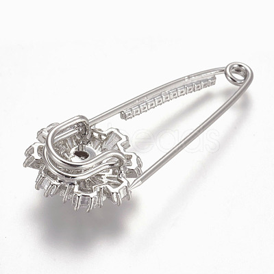 Brass Micro Pave Cubic Zirconia Safety Brooch JEWB-I010-08P-1