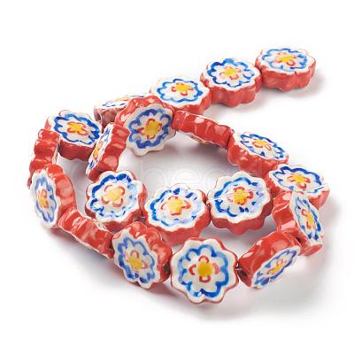 Handmade Porcelain Flower Beads Strands PORC-G006-14D-1