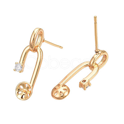 Brass Stud Earring Findings KK-N232-340-1
