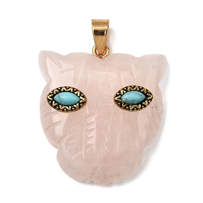 Natural Rose Quartz & Synthetic Turquoise Pendants G-Z090-02G-09-1